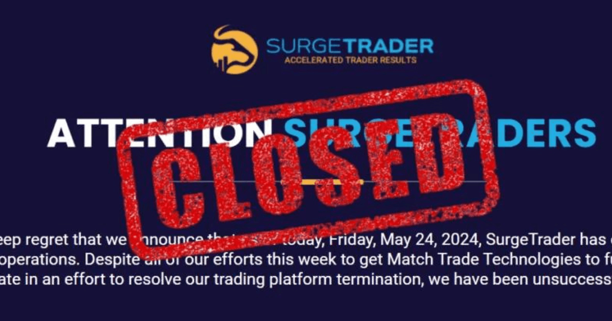 SurgeTrader shuts down Following Match-Trader License Suspension